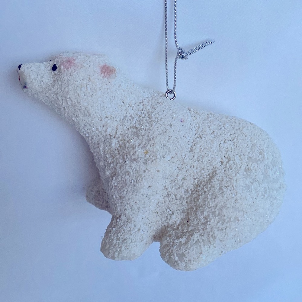 Set Of 5 Gently Used Very Cute White Bear Christmas Tree Ornament